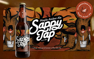 Beer Branding - Sappy Tap Maple Amber Ale beer branding fall graphic design illustration logo maple packaging typography