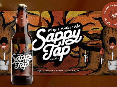 Beer Branding - Sappy Tap Maple Amber Ale beer branding fall graphic design illustration logo maple packaging typography