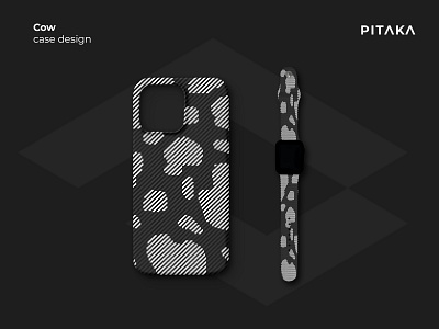 Pitaka phone case and watch band with cow pattern band branding case cow illustration pattern phone pitaka vector watch