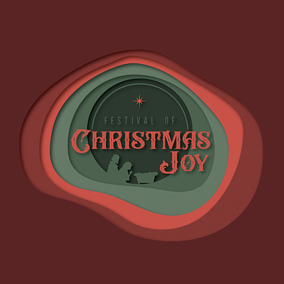 Festival of Christmas Joy branding christmas collage design event graphic design green logo nativity paper cutout paper texture red university