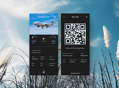 dailyUI_024 boarding pass boarding pass dailyui design flights mobile qr code travel ui