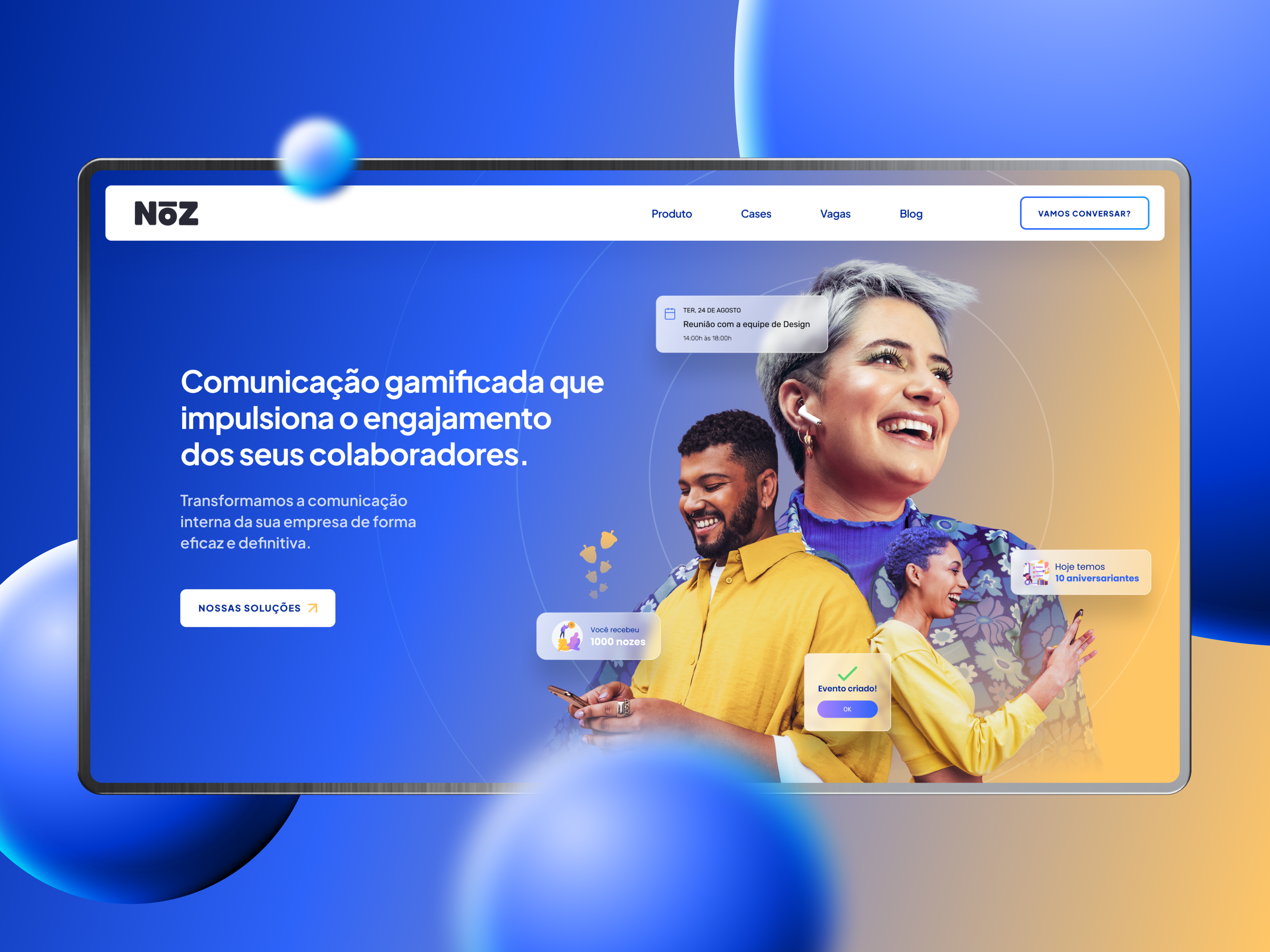 NOZ App Landingpage 3d app colorful corporative fintech hero landingpage layout modern product design social media startup tech ui ui design uiux user experience user interface visual design web design