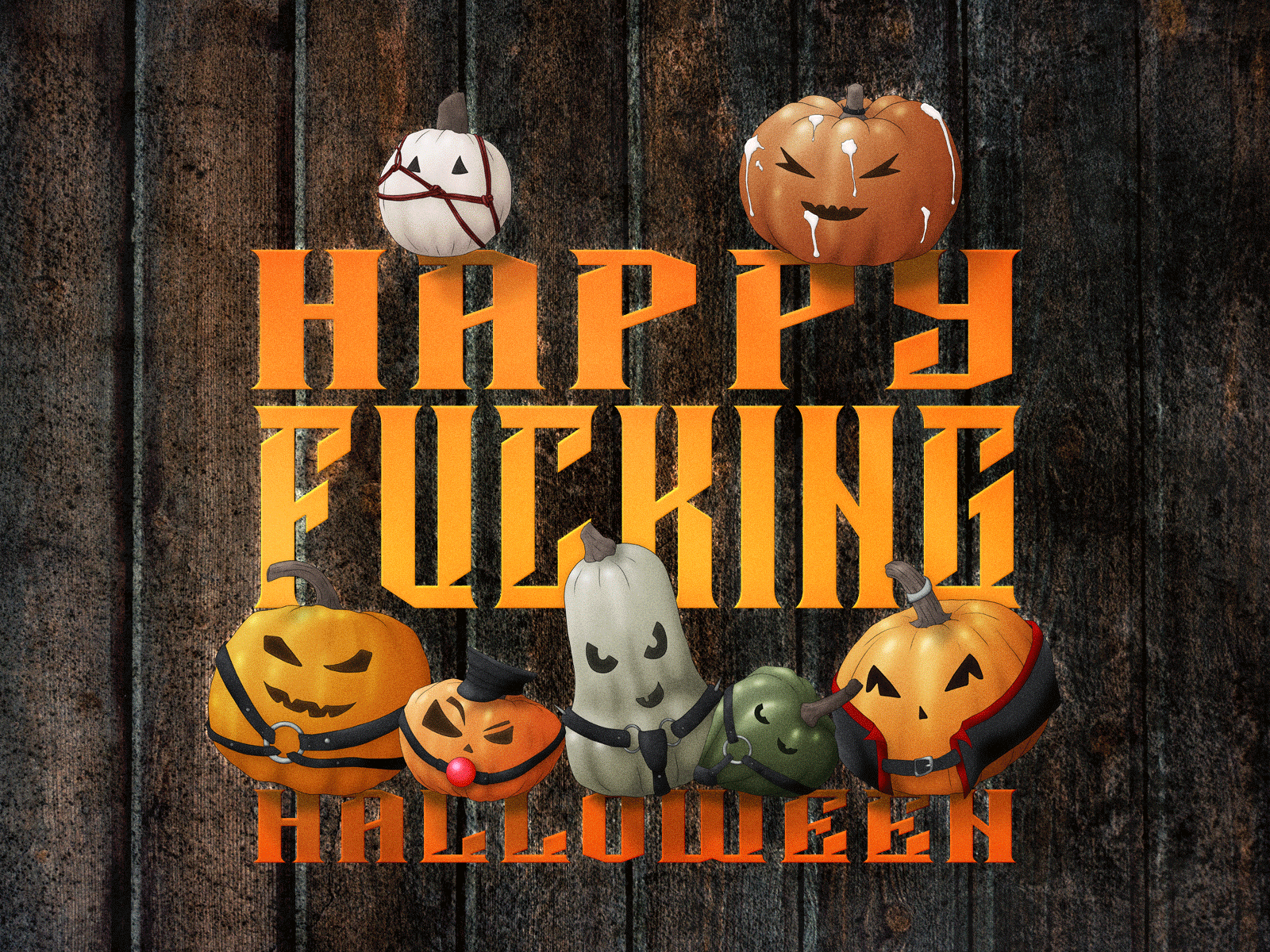 Treat and Tricks animation autumn bdsm design digital dirty drawing fall funny graphic design halloween happy halloween humor illustration jack o lanterns october photoshop pumpkins shibari vector