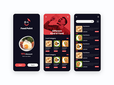 Food Point Mobile App UI Design | Food App UI Design food app ui food app ui design food point mobile app ui design mobile app ui design restaurant app ui restaurant app ui design ui ui ux design uiux