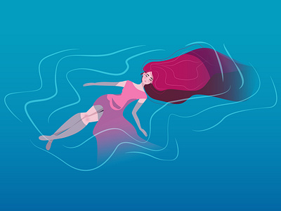 Drowning adobe illustrator character drowning girl illustration vector illustration