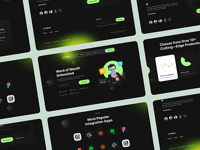 Motta - Saas Landing Page app design dark dark saas landingpage figma frontend green landing page landingpage design layout dark live webpage neon saas saas design social media socialmedia tools ui ui design ux web design