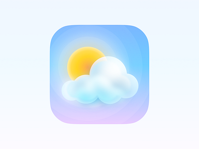 Weather IOS - App icon redesign concept #27 - LARGE app branding cloud design graphic design illustration logo sun typography ui ux vector weather