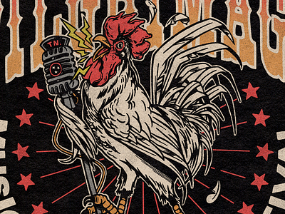 Pilgrimage Sing'n Chicken american band chicken country country music festival folk honky tonk illustration mascot music music festival nashville poster retro screen print tour tee usa vintage western