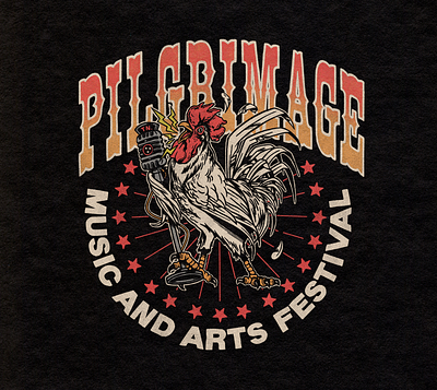 Pilgrimage Sing'n Chicken american band chicken country country music festival folk honky tonk illustration mascot music music festival nashville poster retro screen print tour tee usa vintage western