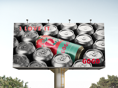 Billboard design soda can GO billboard design branding graphic design identity illustration logo logotype pineapple strawberry raspberries soda can vector