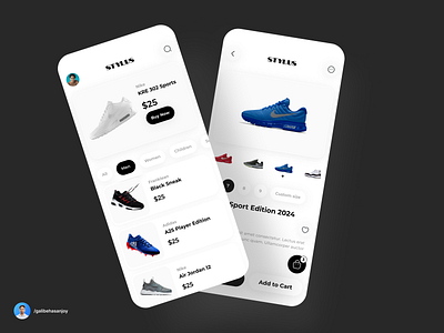 Stylus - Shoe App UI/UX Concept ✨ adidas branding design ecommerce figma figma design galibe hasan joy graphic design jordan nike shoe shopping ui ui design ui designer uiispiration uiux user interface design ux