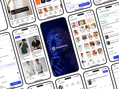 Shopnova - Conceptual UI/UX Design of E-commerce App branding clean ui design ecommerce app illustration logo mobile app design shopping app ui ui design uiux user experience design user inteface user interface design ux