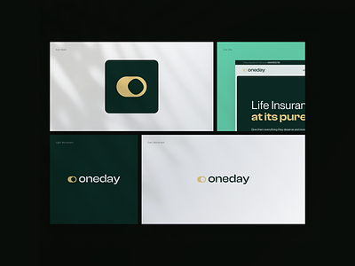 Oneday - Branding & Website abstract banner branding design figma gold graphic design green icon insurance landing page logo logomark ui web design website