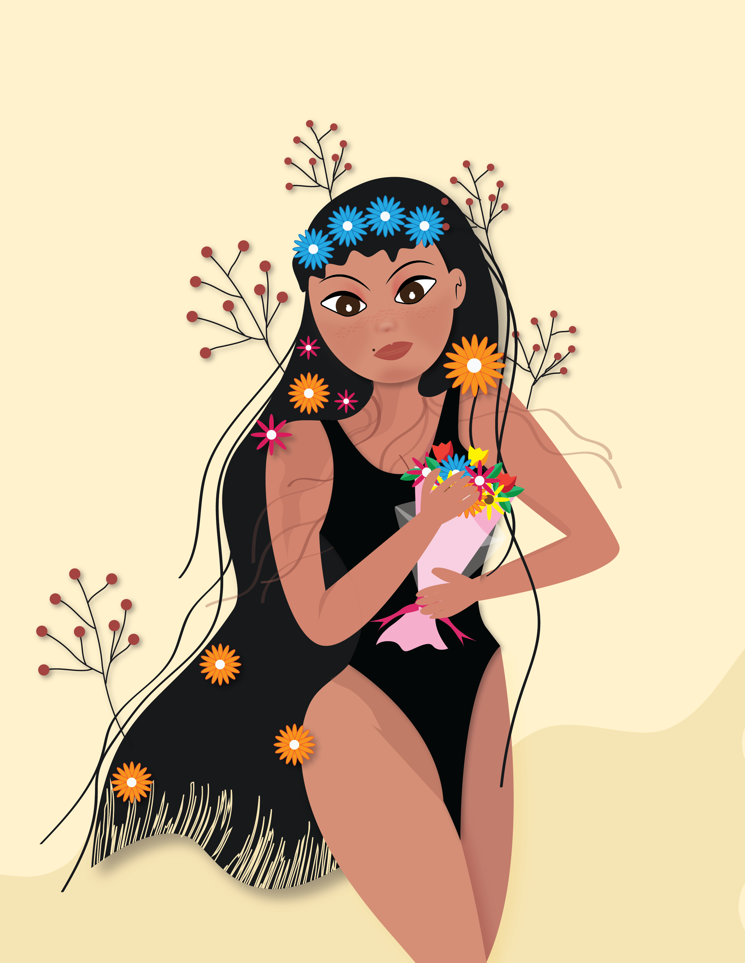 Spring girl illustration adobe brand branding design designer graphic graphic design illustration illustrator mockup vector visual design