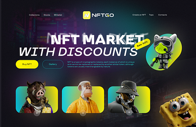 Landing the initial page on the nft market web design