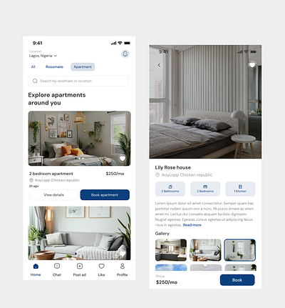 Real estate mobile app real estate room ui