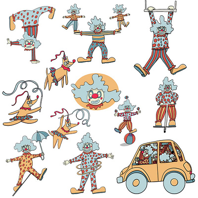 Clown Illustrations character design clown illustrations design digital art illustration vector