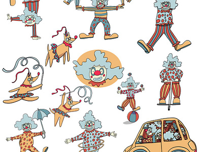 Clown Illustrations character design clown illustrations design digital art illustration vector