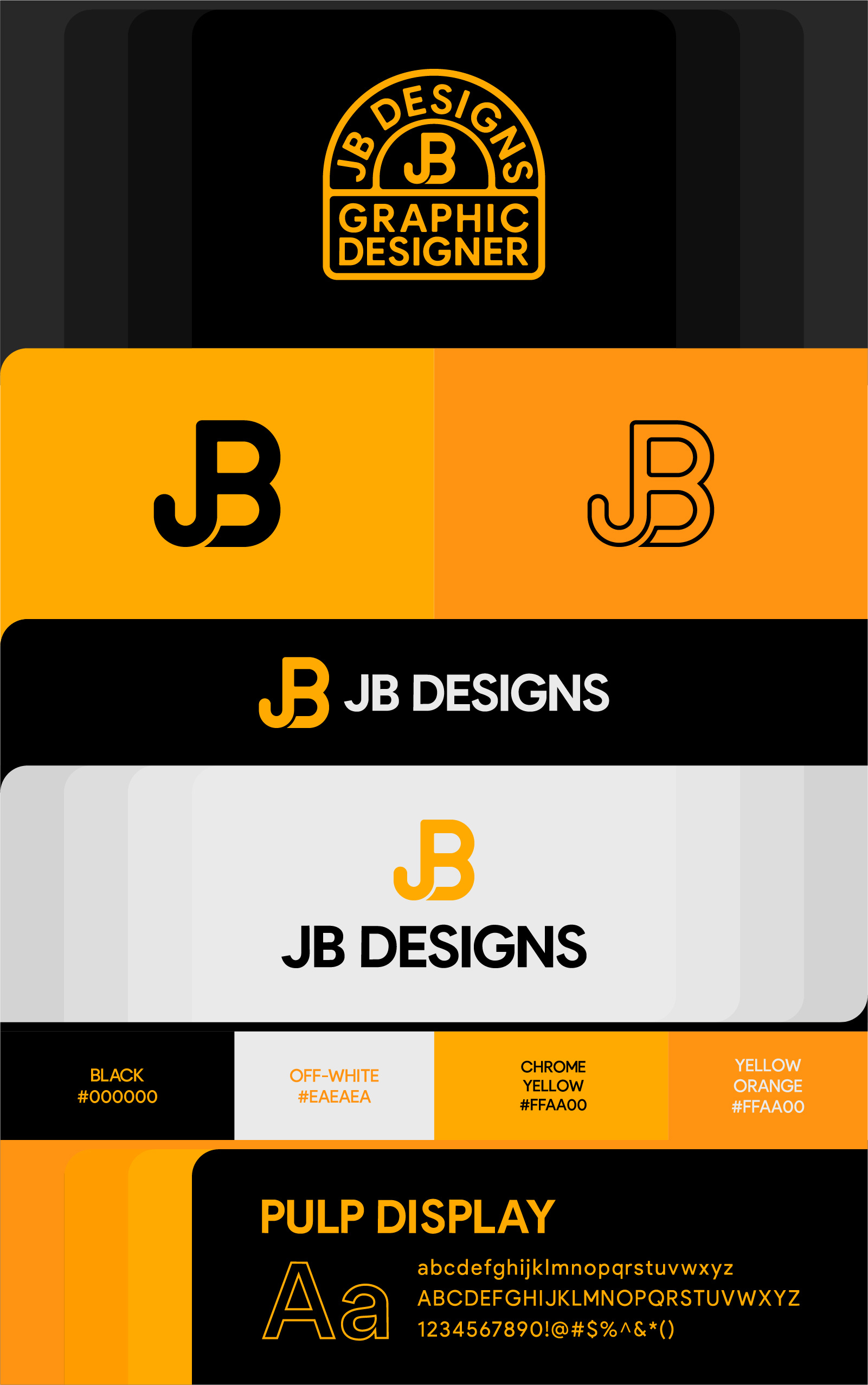 JB DESIGNS - PERSONAL REBRANDING artist black brand branding creative design flat graphic design icon illustration illustrator logo logo design modern rebranding retro retro logo vintage vintage logo yellow