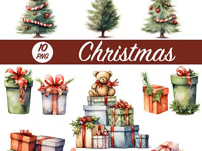 Magic of Christmas adobe illustrator art artwork christmas christmas clipart christmas tree christmas watercolor clip art image files clipart creative design digital design holiday clipart ill illustration magic of christmas tree