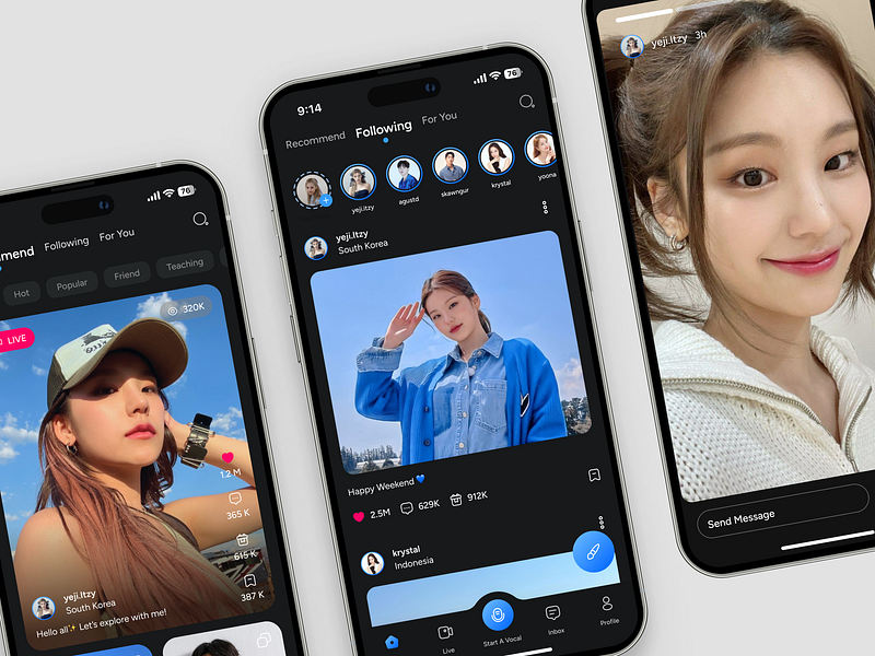 LoveTalk - LIVE Streaming Platform Dark Mode clean clean design clean ui design gift instagram live live app live streaming minimalist mobile app mobile design mobile ui social media social media app streaming app tiktok ui ux vibrant