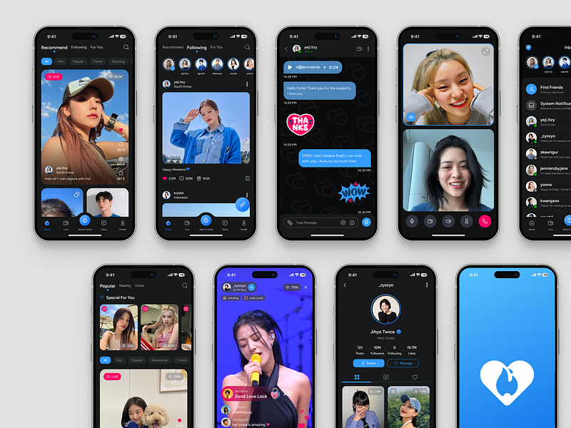 LoveTalk - LIVE Streaming Platform Dark Mode clean clean design clean ui design gift instagram live live app live streaming minimalist mobile app mobile design mobile ui social media social media app streaming app tiktok ui ux vibrant