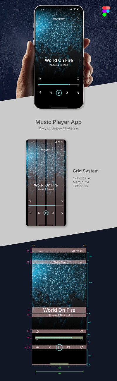Daily UI Design Challenge/Music Player App branding color theory design graphic design music app typography ui ui design