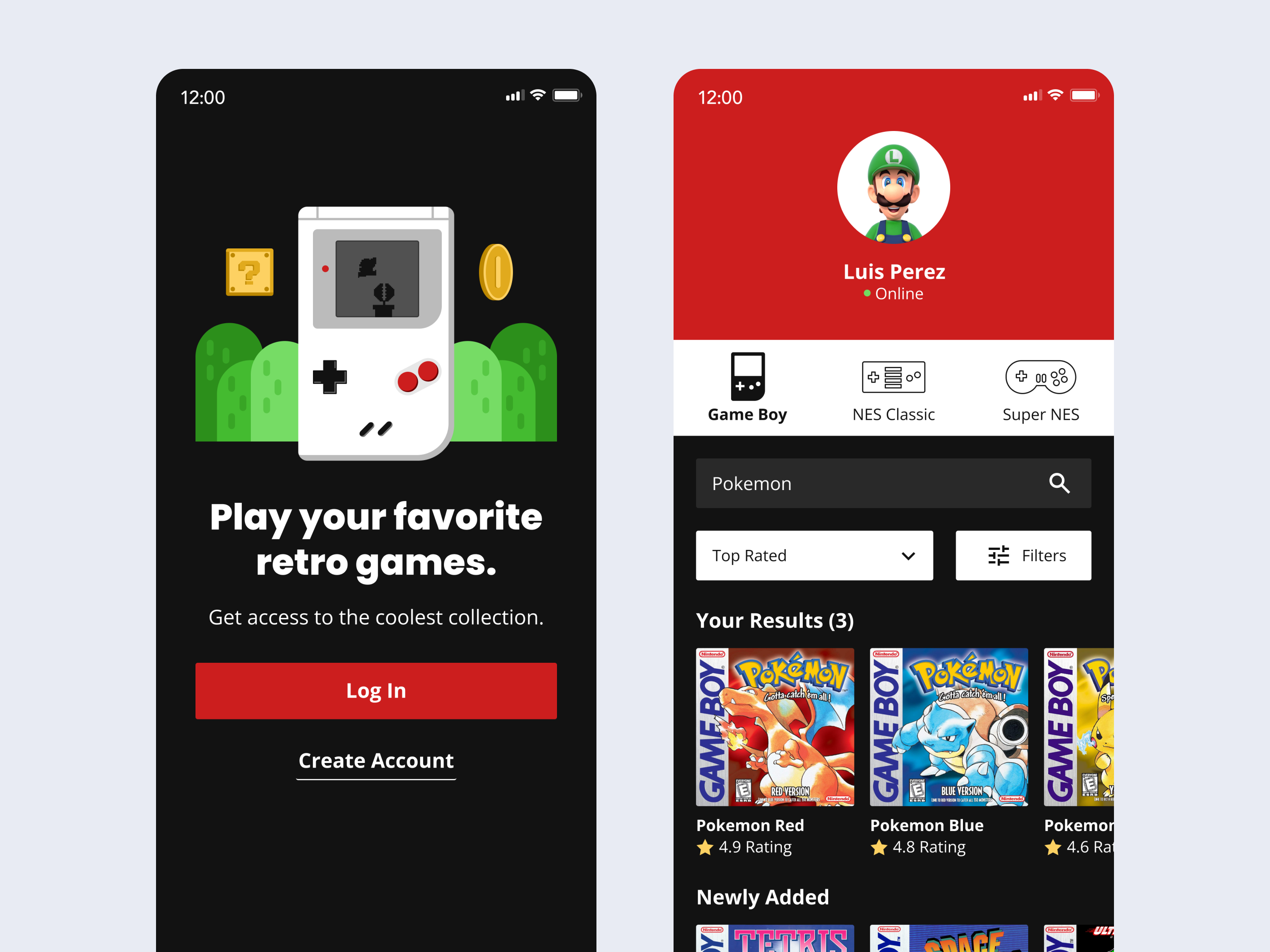 Nintendo Retro App games illustration mock up nes nintendo produc design simple super mario ui
