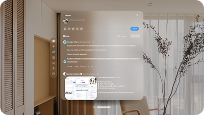 Twitter for Vision Pro app augumented reality extended reality ptoduct design spatial design twitter ui user interface ux virtual reality vision pro vr