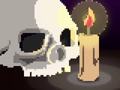 Skull Candle 2d animation candle halloween motion graphics pixelart skull spooky