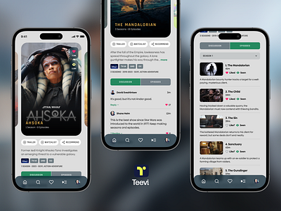 Teevi app lightmode app design mobile movies product social star wars television tv ui ux