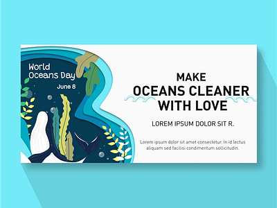 World Oceans day graphic design illustration ui