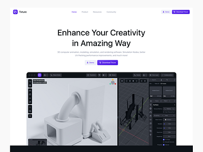 Txture - 3D Modelling Website Case Study 3d modelling creative tool design design tool dipa inhouse hero hero section interface landing page landingpage site software tools ui ui design user interface ux uxdesign web design web site