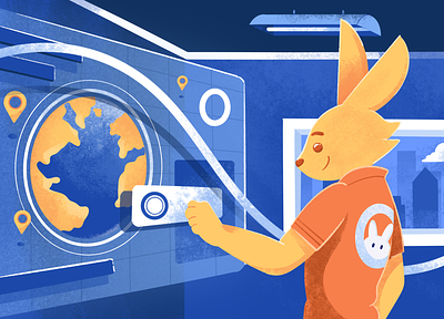 Journey Across the World 🌍 blog bunny bunny cdn bunny.net cdn connection details expansion global hubs illustration illustration blog journey network oneweekwonders optimize procreate routes texture website illutration