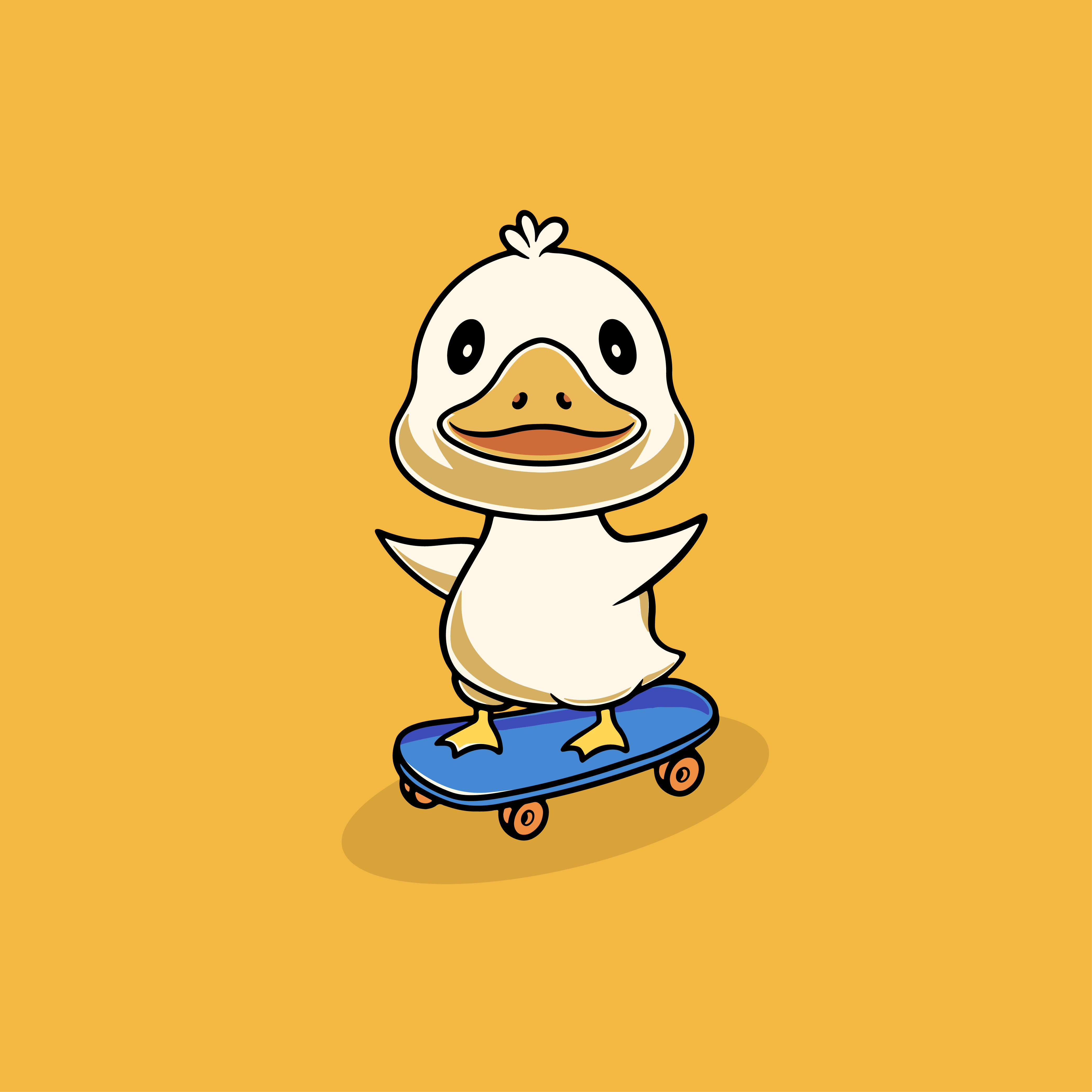Cute Duck Playing Skateboard Illustration adventure