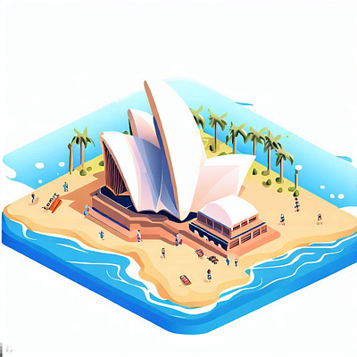 Sydney Opera House | Architectural Masterpiece | tracingflock ai architecture artificial intelligence australia dalle2 digital art isometric sydney sydney opera house tourism tracingflock