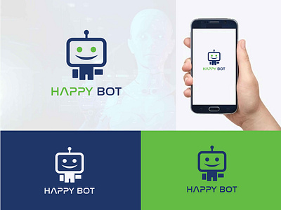 Happy bot logo design. AI bot logo. ai app apps logo bot branding design gradient logo graphic design happy illustration logo logo design logo maker robot ui