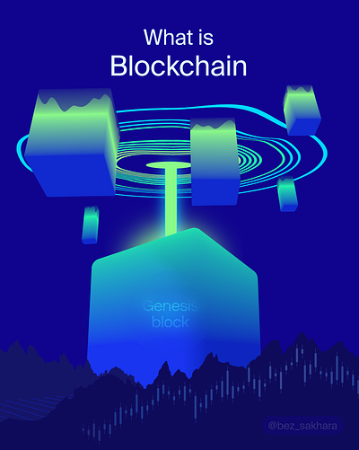 What is blockchain? · digital illustration blockchain blocks brand chain consept crypto cube dark defi fintech illustration sensorydigital vector visual web web3