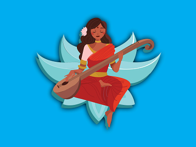 Goddess Saraswati Illustration design goddess illustration goddess sarawati graphic design illustration vector