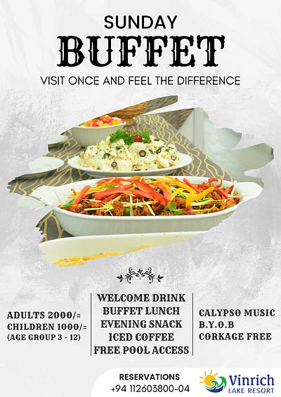 Facebook post design for Lake side hotel Sunday buffet branding facebook facebook post flyer graphic design poster