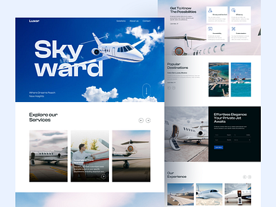 Sky Ward - Private Jet Booking Landing Page Design aircraft flight booking jet booking landing page landing page design personal flight personal jet booking plane traveling ui ux website website design