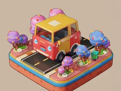 Pip Pip 🚗 3d 3dart 3dillustration 3drender animation b3d blender blender3d blenderart cuteart gameart illustration isometric