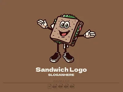 Sandwich cartoon design food graphic design icon illustration logo mascot sandwich vector