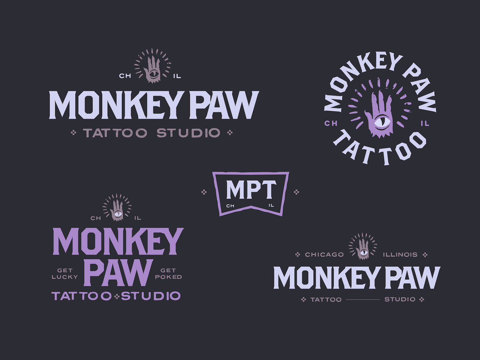 Monkey Paw Tattoo Studio Logos + Badges by Olivia Lane on Dribbble
