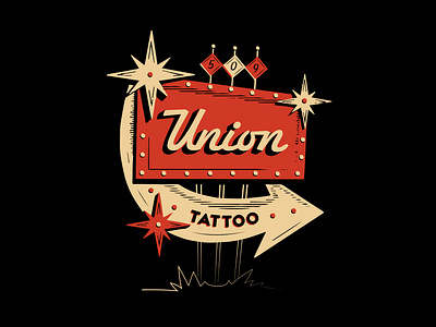 Union Tattoo Motel Shirt Design illustration mid century modern shirt design shirt print t shirt design tattoo shop vintage illustration