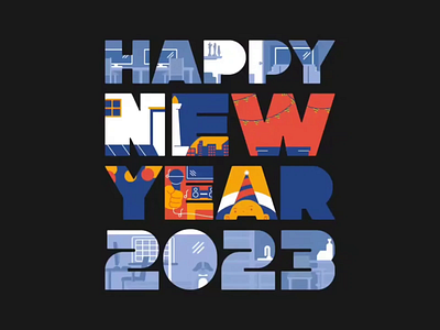 Happy New Year animation art design digital art graphic design greeting illustration motion graphics new year social media