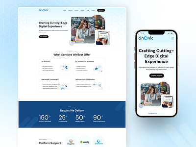Cinovic Web Site Design: Landing Page / Home Page UI business cinovic concept corporate creative design development ecommerce homepage it itcompany landing page modern product tech technology template uidesign uiux webapp