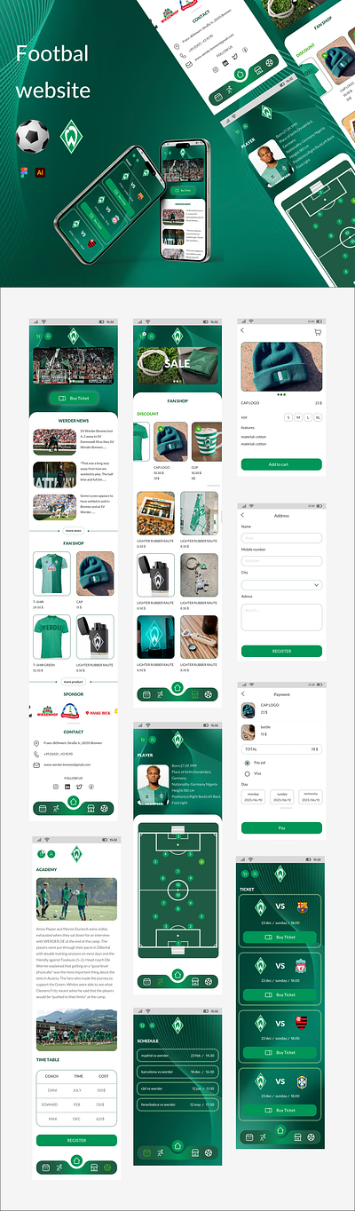 football app branding design figma football graphic design illustration logo page product design product designer site soccer team ui ui ux uiux ux website