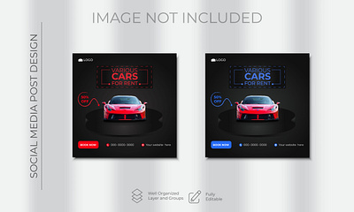 Rent-Car Social Media Post Design advertisement banner car design discount graphic marketing offer post promo ren rent car rental sale social media square web