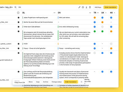 Translation Management System air blocks interface list menu navigation saas status table ui